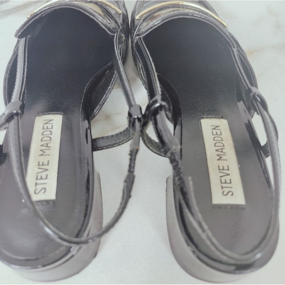 Steve Madden Calibri Black Patent Slingback Loafers, Sz 6 - Picture 9 of 12